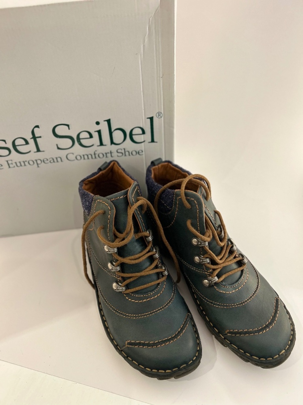 Josef Seibel Laney Blue Leather Ankle Boots EU 39